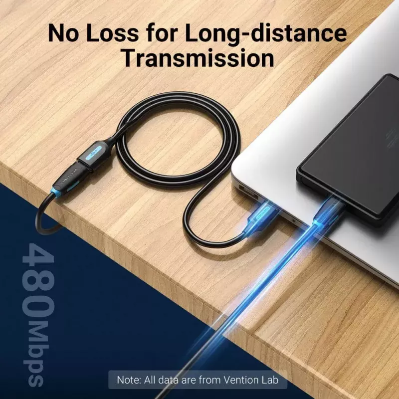 Vention USB 2.0 A macho para A fêmea cabo de extensão 1M preto PVC tipo