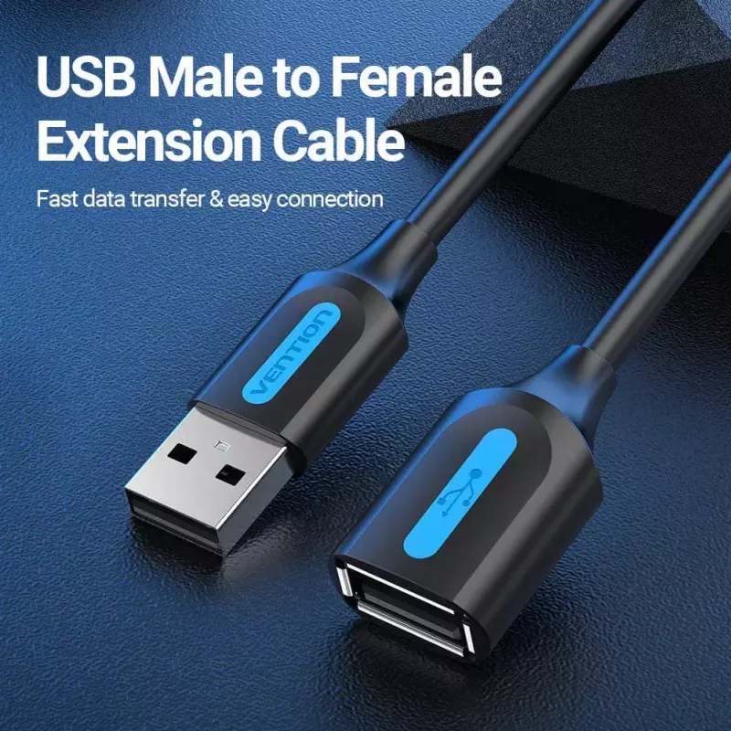 Vention USB 2.0 A macho para A fêmea cabo de extensão 1M preto PVC tipo