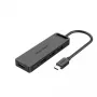 Vention TGKBB hub USB-C 5 em 1, 4x USB 3.0, entrada de alimentação Micro-USB, 5 Gbps, 0,15 m, preto