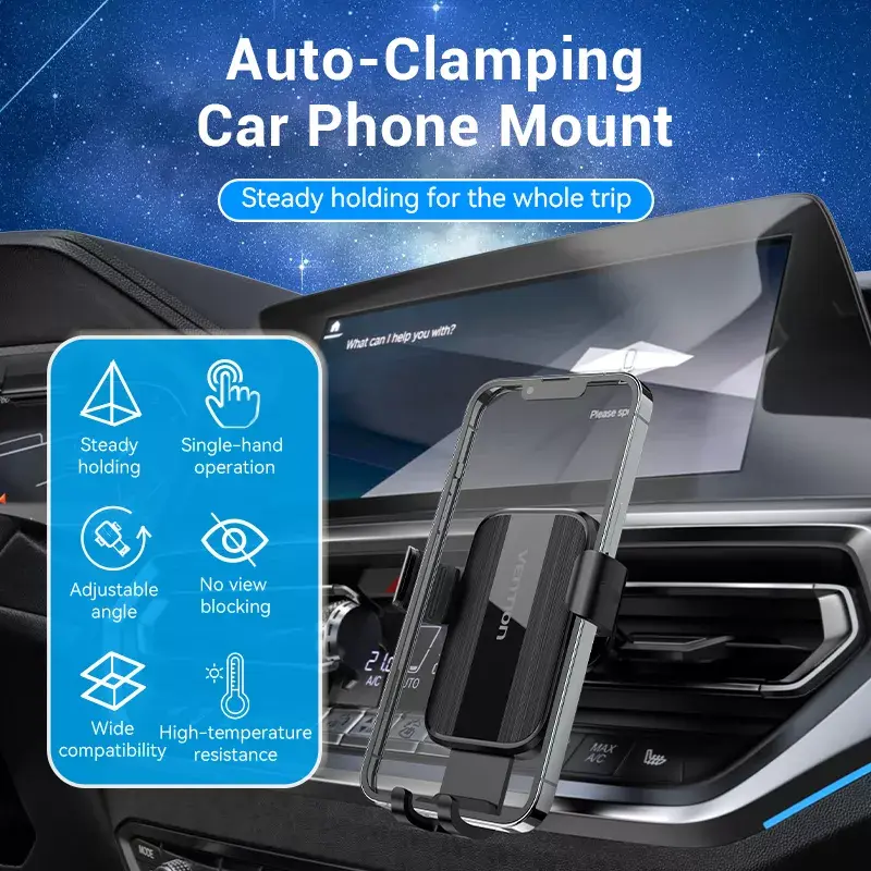 Vention KCTB0 suporte automático de telemóvel para a grelha de ventilação do carro, preto