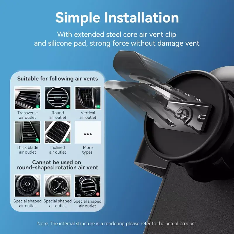 Vention KCTB0 suporte automático de telemóvel para a grelha de ventilação do carro, preto
