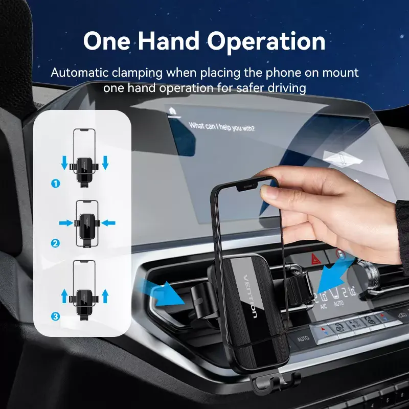 Vention KCTB0 suporte automático de telemóvel para a grelha de ventilação do carro, preto