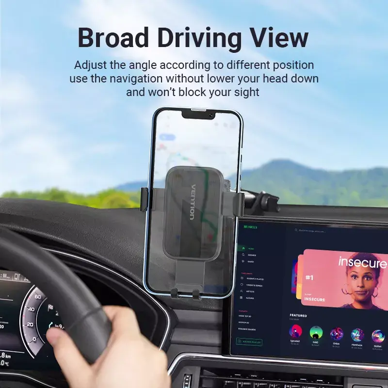 Vention KCOB0 suporte de telemóvel para automóvel com fixação automática e ventosa, tipo quadrado, preto