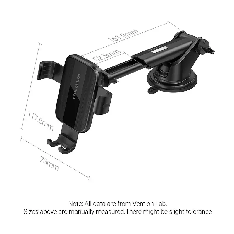 Vention KCOB0 suporte de telemóvel para automóvel com fixação automática e ventosa, tipo quadrado, preto
