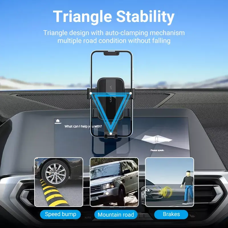 Vention KCOB0 suporte de telemóvel para automóvel com fixação automática e ventosa, tipo quadrado, preto