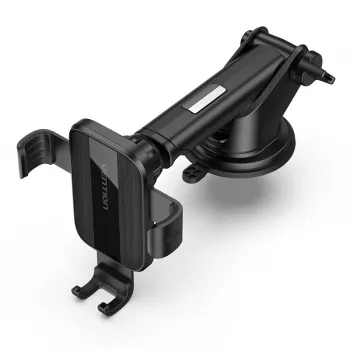 Suporte para automóvel Vention KCOB0 — suporte com ventosa e mola para smartphones, preto, largura 73 mm, altura 117,6 mm