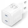Vention FEFW0-EU carregador rápido AC de interior 45W, 2x USB-C, compatível com smartphone portátil tablet smartwatch auscultadores, branco