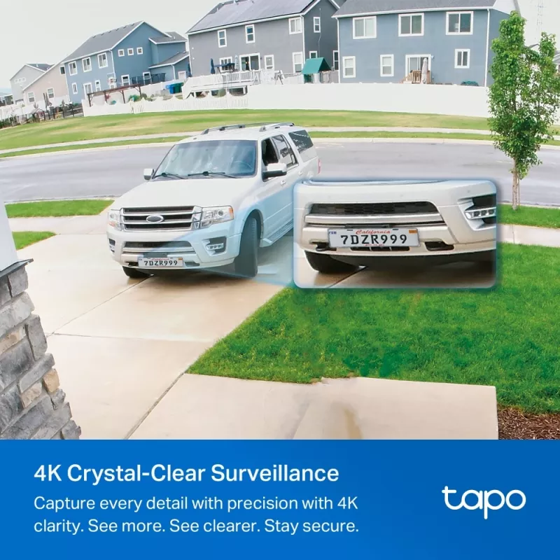 Câmara de vigilância IP TP-Link Tapo C460 KIT — exterior tipo bullet, 8 MP 3840×2160, zoom digital 12×, montagem na parede, áudio bidirecional, Wi‑Fi, branco