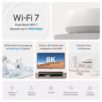 Sistema Wi-Fi Mesh TP-Link DECO BE22(1-PACK) dupla banda (2,4 GHz / 5 GHz) Wi-Fi 7 (802.11be) branco 2 internas