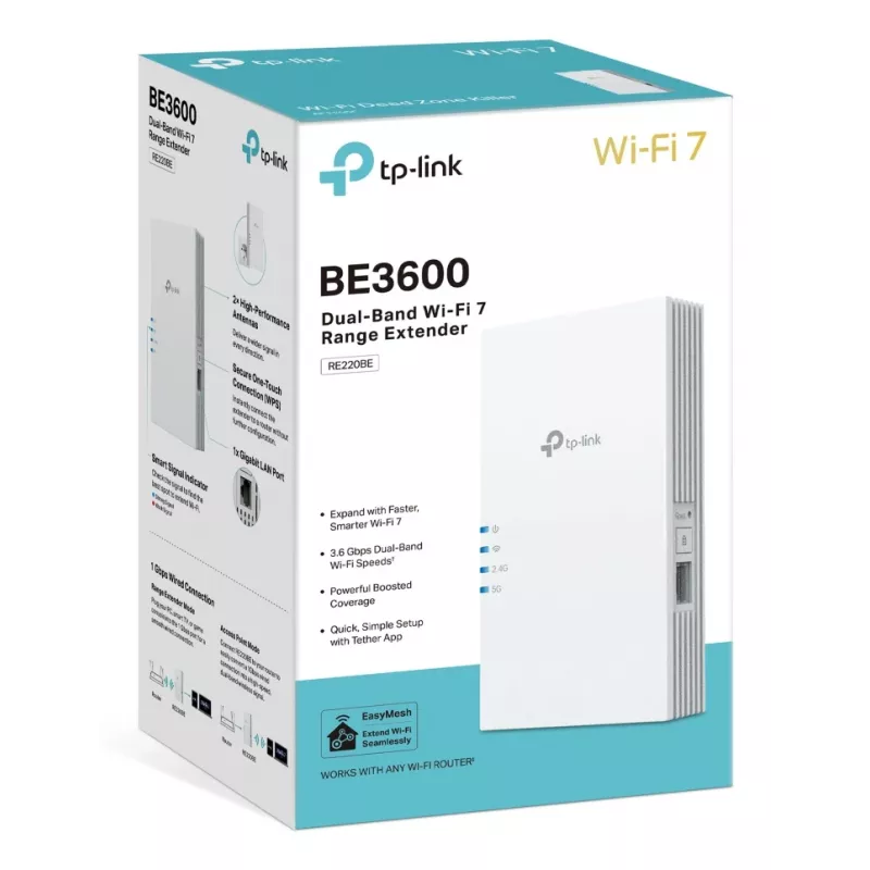 TP-Link RE220BE Repetidor Wi-Fi 7, banda dupla 3,6 Gb/s (RE220BE)