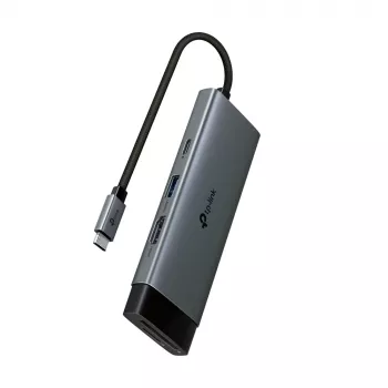 Hub USB Type-C TP-Link UH7021C — HDMI, USB 3.2 Gen1, USB 2.0, SD/microSD, 5000 Mbit/s, alumínio preto