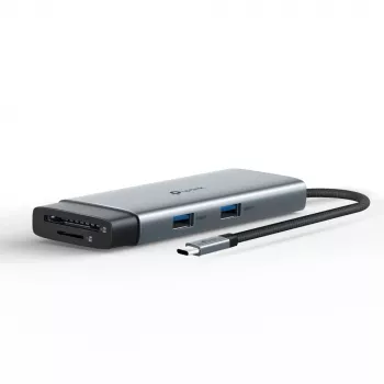 Hub USB Type-C TP-Link UH7021C — HDMI, USB 3.2 Gen1, USB 2.0, SD/microSD, 5000 Mbit/s, alumínio preto