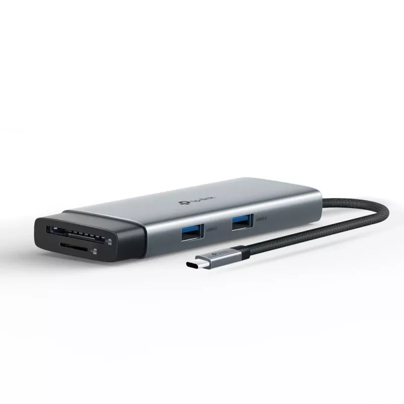 Hub USB Type-C TP-Link UH7021C — HDMI, USB 3.2 Gen1, USB 2.0, SD/microSD, 5000 Mbit/s, alumínio preto