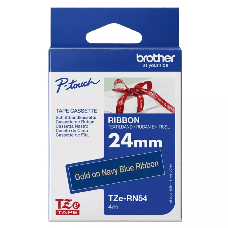 Fita de etiquetas Brother TZE-RN54 Dourado sobre azul-marinho