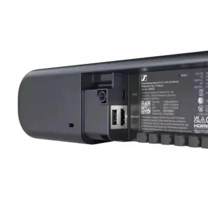 Microfone Sennheiser TEAMCONNECT BAR S VIDEO BAR — altifalantes integrados, supressão de ruído, USB/Plug-and-Play
