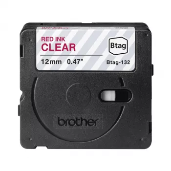 Fita de etiquetas Brother BTAG-132 Vermelho sobre transparente 1,2 cm 4 m