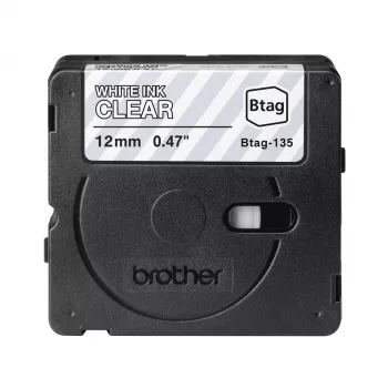 Fita de etiquetas Brother BTAG-135 Branco sobre transparente 1,2 cm 4 m