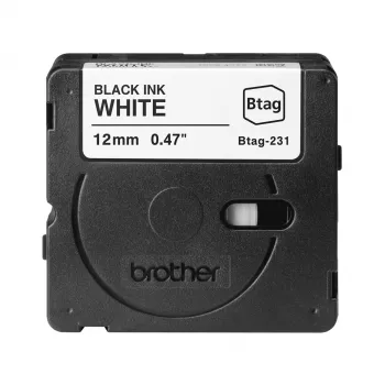 Fita de etiquetas Brother BTAG-231 Preto sobre Branco 1,2 cm 4 m