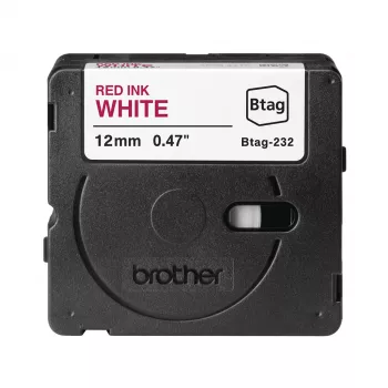 Fita de etiquetas Brother BTAG-232 Vermelho sobre Branco 1,2 cm 4 m