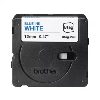 Fita de etiquetas Brother BTAG-233 Azul sobre Branco