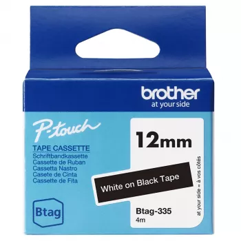 Fita de etiquetas Brother BTAG-335 Branco sobre Preto 1,2 cm 4 m