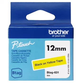 Fita de etiquetas Brother BTAG-631 Preto sobre Amarelo 1,2 cm 4 m