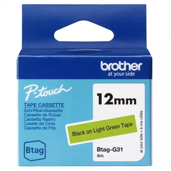 Fita de etiquetas Brother BTAG-G31 Preto sobre Verde 1,2 cm 4 m