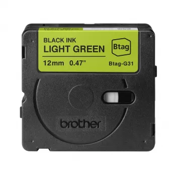 Fita de etiquetas Brother BTAG-G31 Preto sobre Verde 1,2 cm 4 m