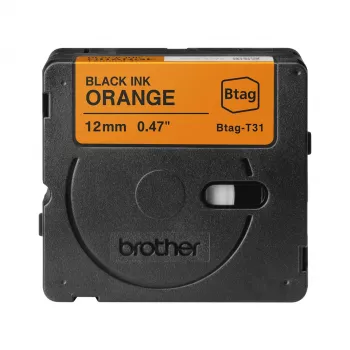 Fita de etiquetas Brother BTAG-T31 Preto sobre Laranja 1,2 cm 4 m