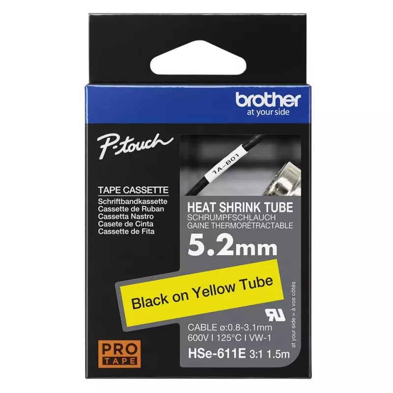 Fita de impressora Brother HSE-211E Preto 5,2 mm x 1,5 m