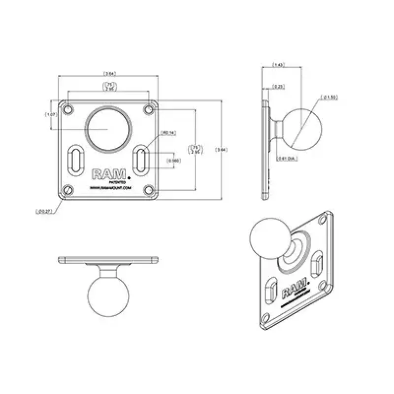 Placa VESA com esfera RAM Mounts RAM-2461U