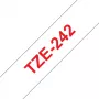 Fita laminada Brother TZe242 18 mm vermelho sobre branco