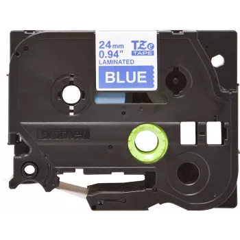 Fita laminada Brother TZe555 24 mm branco sobre azul