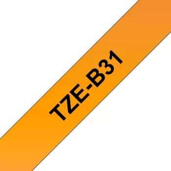 Fita de etiquetas Brother TZe TZEB31 12 mm preto sobre laranja fluorescente