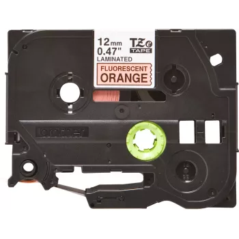 Fita de etiquetas Brother TZe TZEB31 12 mm preto sobre laranja fluorescente
