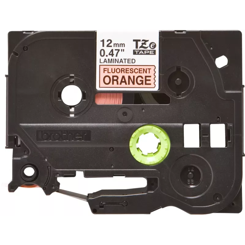 Fita de etiquetas Brother TZe TZEB31 12 mm preto sobre laranja fluorescente