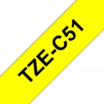 Fita laminada Brother TZe preto sobre amarelo fluorescente 2,4 cm 5 m