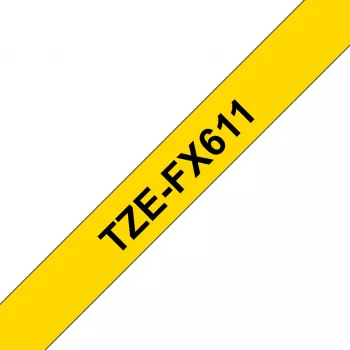 Fita de rotulagem Brother TZE-FX611 preto sobre amarelo