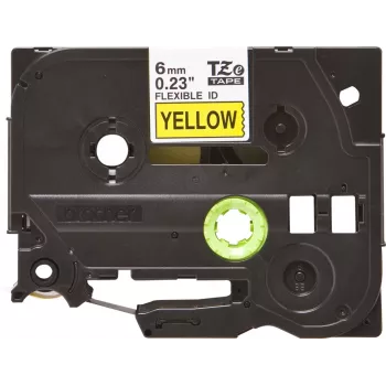 Fita de rotulagem Brother TZE-FX611 preto sobre amarelo