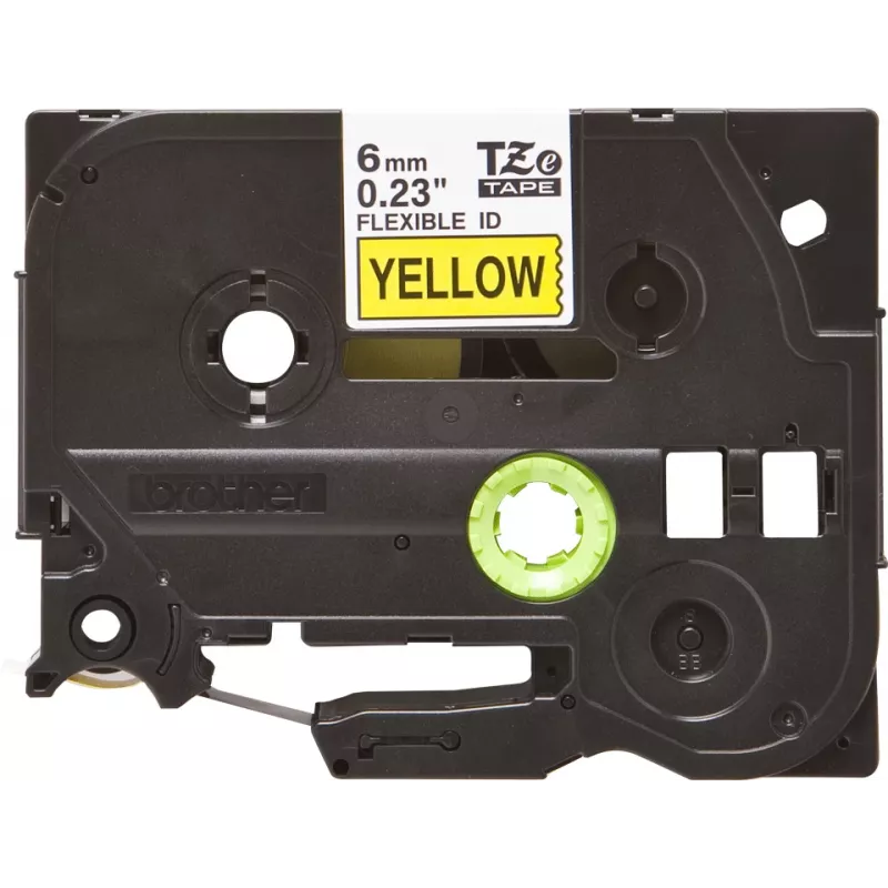 Fita de rotulagem Brother TZE-FX611 preto sobre amarelo