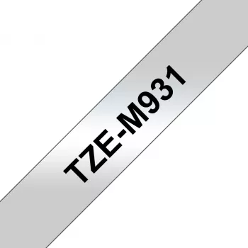 Fita de rotulagem Brother TZE-M931 preto sobre prateado