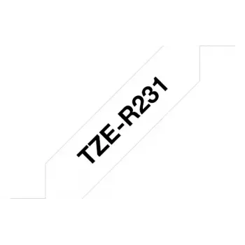 Fita de rotulagem Brother TZE-R231 preto sobre branco