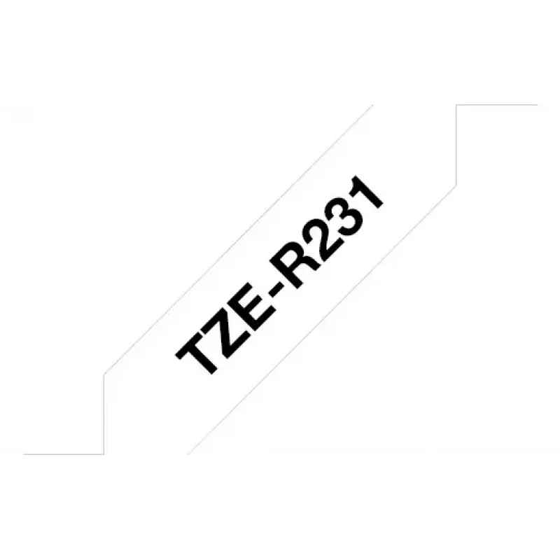 Fita de rotulagem Brother TZE-R231 preto sobre branco