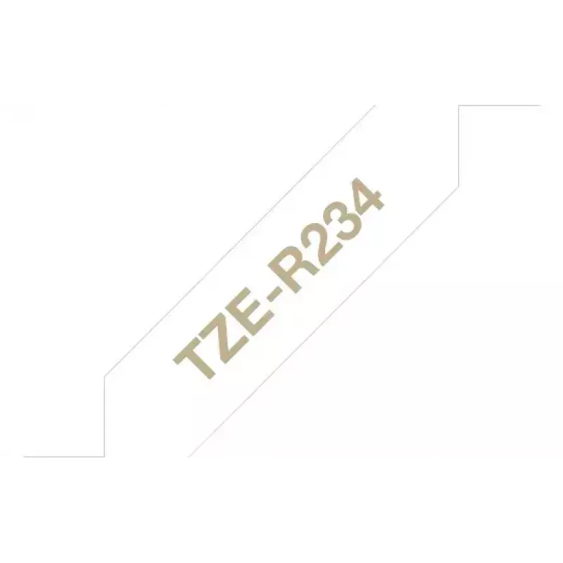 Fita de rotulagem Brother TZE-R234 dourado sobre branco