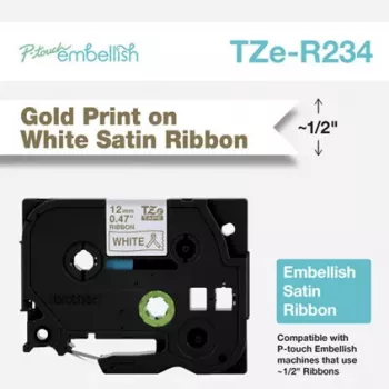 Fita de rotulagem Brother TZE-R234 dourado sobre branco