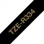 Fita de rotulagem Brother TZE-R334 dourado sobre preto