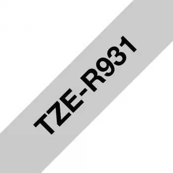 Fita de rotulagem Brother TZE-R931 preto sobre prateado