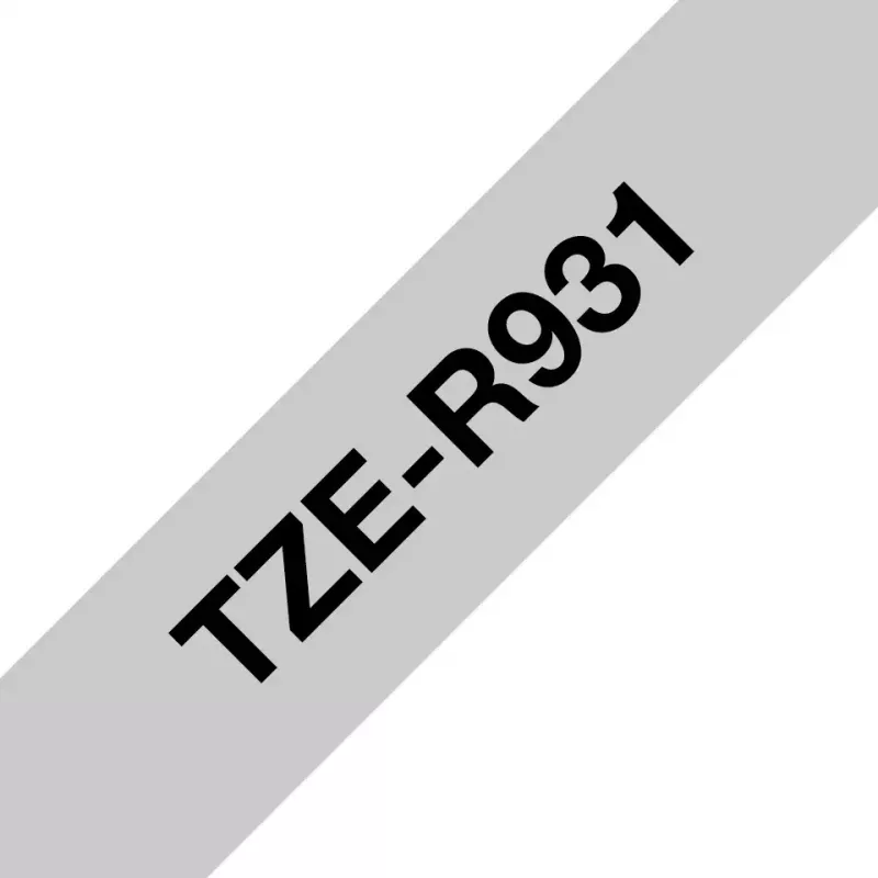 Fita de rotulagem Brother TZE-R931 preto sobre prateado