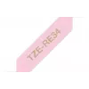 Fita de etiquetas Brother TZE-RE34 dourado sobre rosa