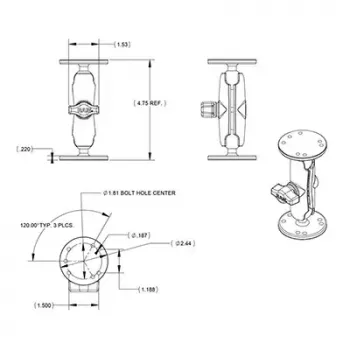 Suporte universal de esfera dupla RAM Mounts RAM-B-101U